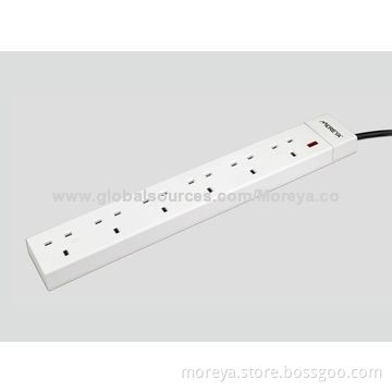 British Standard Power Strip with 6 Socket Outlets, PC + ABS Casing, Extension Cord